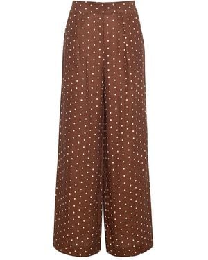 Cara Cara Josephine Polka-Dot Linen Pants - Brown