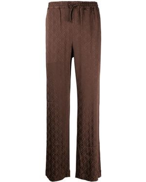Marine Serre Moon Diamant-Jacquard Satin Trousers - Brown