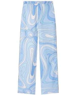 PUCCI Marmo-Print Silk Trousers - Blue