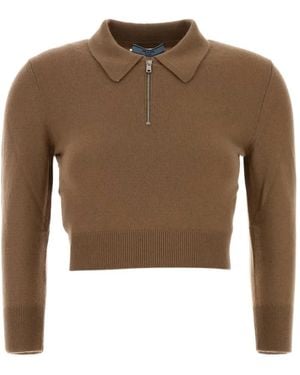 Prada Polo En Cachemire À Fermeture Zippée - Marron