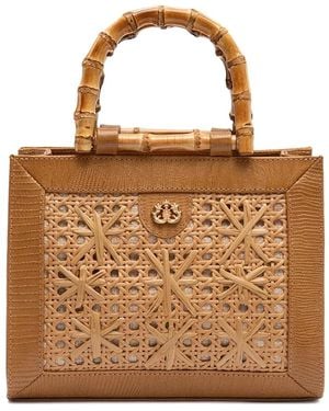 Isla Diana Bamboo-Handle Tote Bag - Brown
