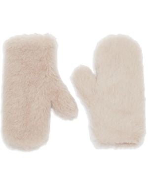 Max Mara Faux-Fur Mittens - White