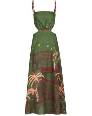 Johanna Ortiz Sailors Prayer Cut-Out Printed Dress - Green