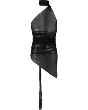 Ludovic de Saint Sernin Sheer Asymmetric Halterneck Top - Black