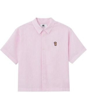 Chocoolate Short-Sleeved Striped Shirt - Pink
