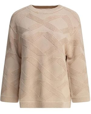 Loulou Diamond-Pattern Cotton Sweater - Natural