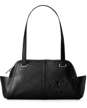 Calvin Klein Schultertasche Mit Logo-Prägung - Schwarz