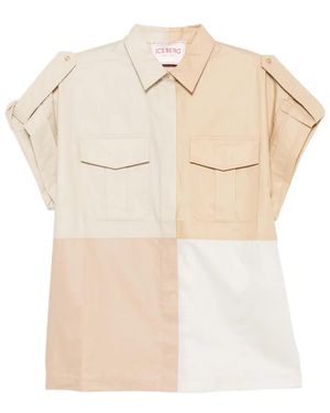 Iceberg Patchwork Short-Sleeve Shirt - Natural