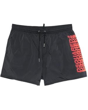 DSquared² Logo-Print Drawstring Swim Shorts - Black