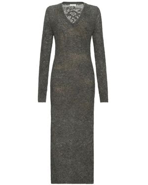 Brunello Cucinelli Lace Flowers Knit Dress - Grey