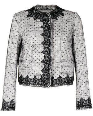 Shiatzy Chen Lace-Embellished Tweed Jacket - Black