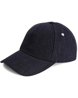 Lardini Embossed-Logo Denim-Effect Baseball Cap - Blue