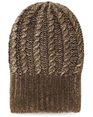 Avant Toi Cable-Knit Beanie Hat - Brown