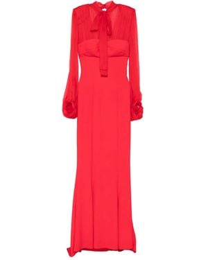 SILK LOVE & LACE Margot Long-Sleeve Maxi Dress - Red