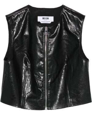 MSGM Haut Sans Manches À Fermeture Zippée - Noir