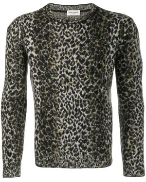 Saint Laurent Intarsien-Pullover Mit Leopardenmuster - Natur