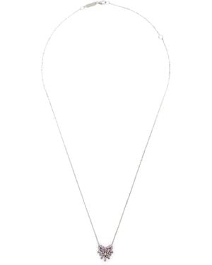 Suzanne Kalan Collar Heart Pendant Pequeño En Oro Blanco De 18 Ct Con Diamantes Y Zafiro Rosa