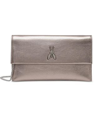 Patrizia Pepe Fly-Appliqué Chain Clutch Bag - Grey