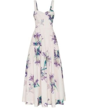 Nicholas Floral-Print Tiered Midi Dress - White