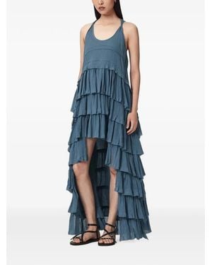 AllSaints Maxi Ruffled Tiered-Skirt Dress - Blue