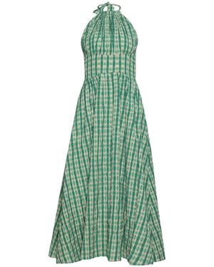 Rosie Assoulin Halterneck Checked Midi Dress - Green