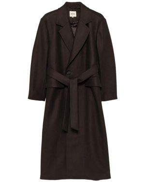 Noyoco Manteau Ceinturé À Revers Crantés - Noir