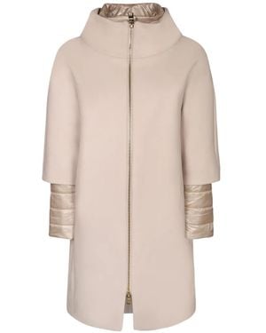 Herno Manteau À Manches Matelassées Et Col Cheminé - Natural