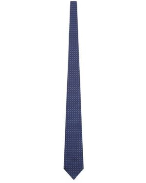 Kiton Geometric-Pattern Silk Tie - Blue
