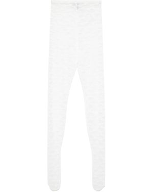 Self-Portrait Floral-Lace Tights - White