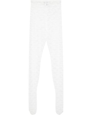 Self-Portrait Floral-Lace Tights - White