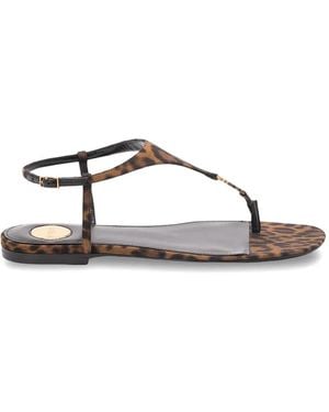 Saint Laurent Cassandra Logo Sandals - Brown