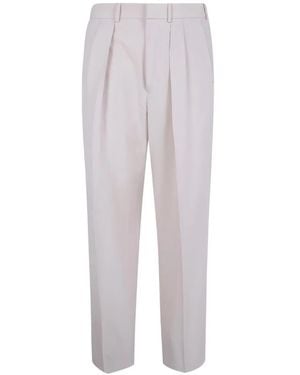 Tom Ford Wool Cashmere Silk Reps Double Pleat Trousers - White