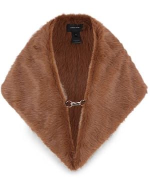 Simone Rocha Faux-Fur Hook-Closure Shawl - Brown