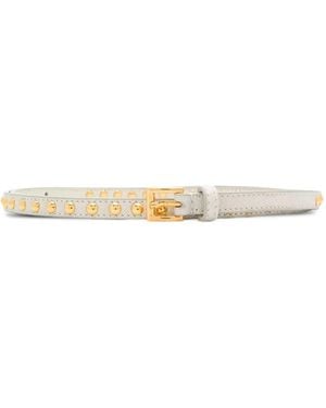Prada Saffiano Stud-Detail Belt - White