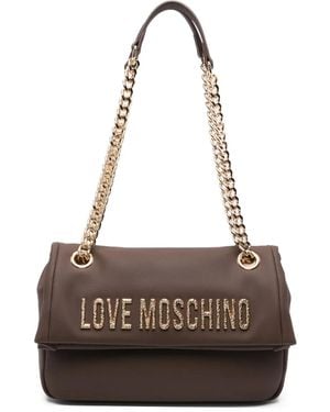 Love Moschino Logo-Plaque Shoulder Bag - Brown
