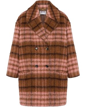 Moschino Checked Oversized Coat - Brown