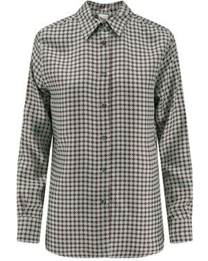 Aspesi Geometric-Pattern Silk Shirt - Grey