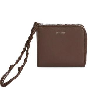 Jil Sander Portafoglio Tangle Con Zip - Marrone