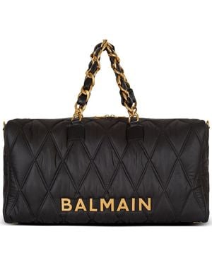 Balmain Voyage Bag-Grid Quilted Duffle Bag - Black