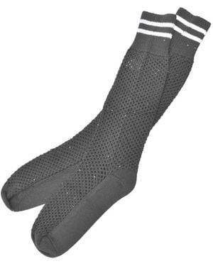 Brunello Cucinelli Sequin-Embellished Striped Socks - Gray