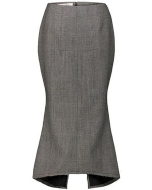 MATIERES FECALES Madame Prince Of Wales Check Frayed Midi Skirt - Grey