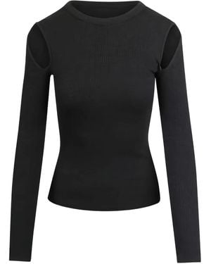 Agolde Haut Côtelé À Manches Longues - Black
