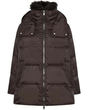 Yves Salomon Fur-Trim Hooded Jacket - Brown