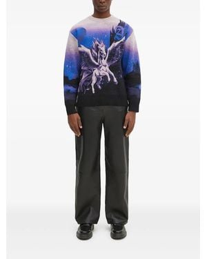Aries Pullover mit Pegasus-Print - Blau