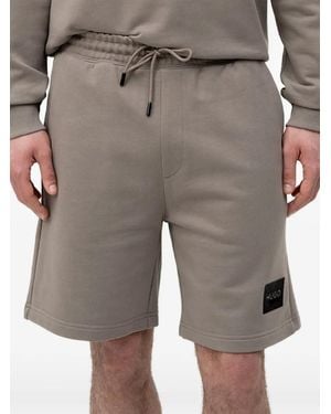 HUGO Logo-Patch Drawstring Shorts - Grey