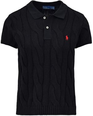 Polo Ralph Lauren Cable-Knit Polo Shirt - Black