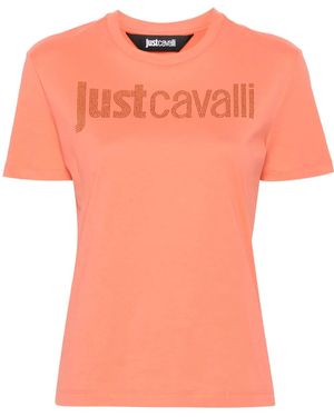 Just Cavalli T-Shirt À Logo Strassé - Orange