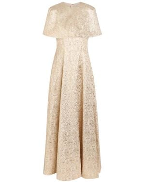 Emilia Wickstead Lucretia Cape-Effect Jacquard-Pattern Maxi Dress - Natural
