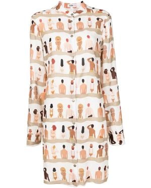 Amir Slama Graphic-Print Shirt Dress - Natural
