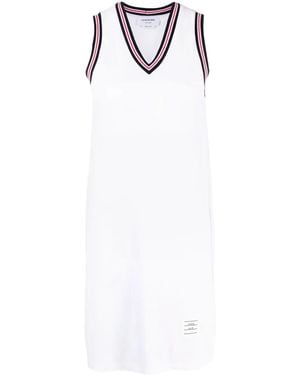 Thom Browne V-Neck Sleeveless Dress - White